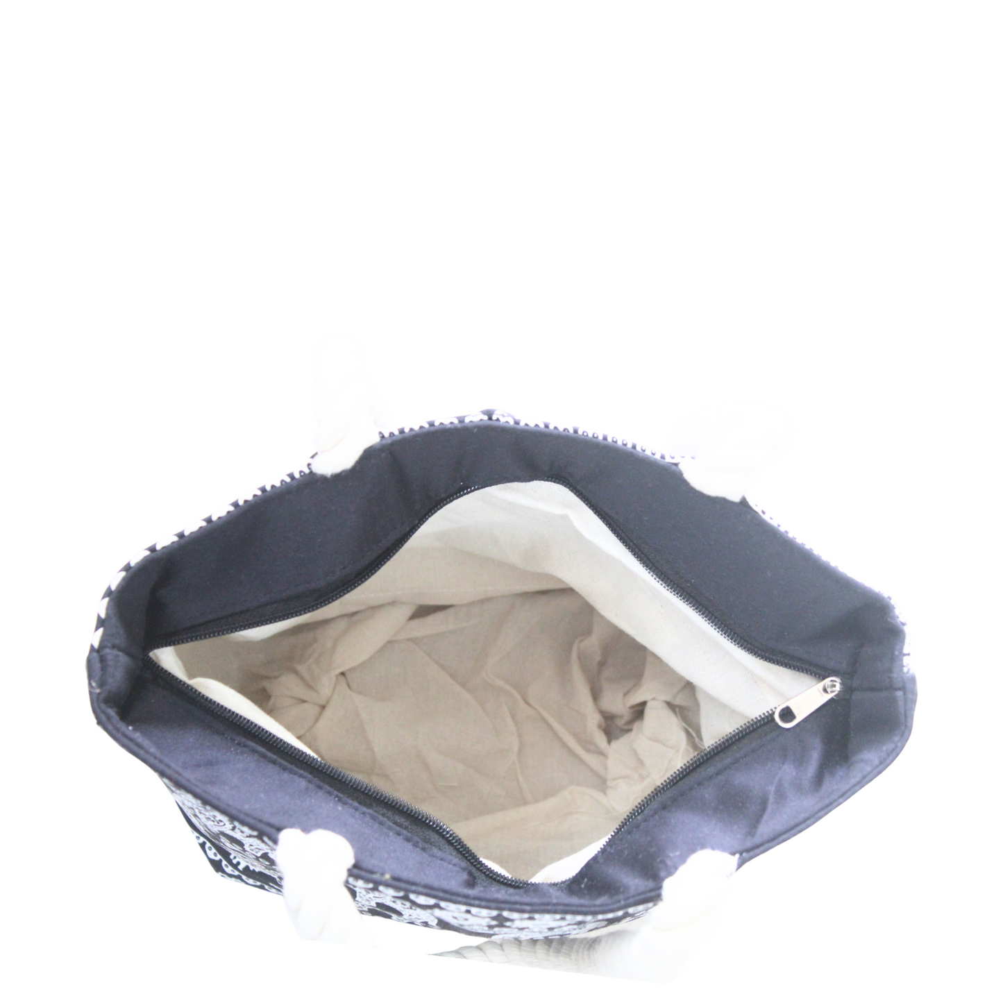 Elephant Print Black Large Canvas Tote Bag For Women